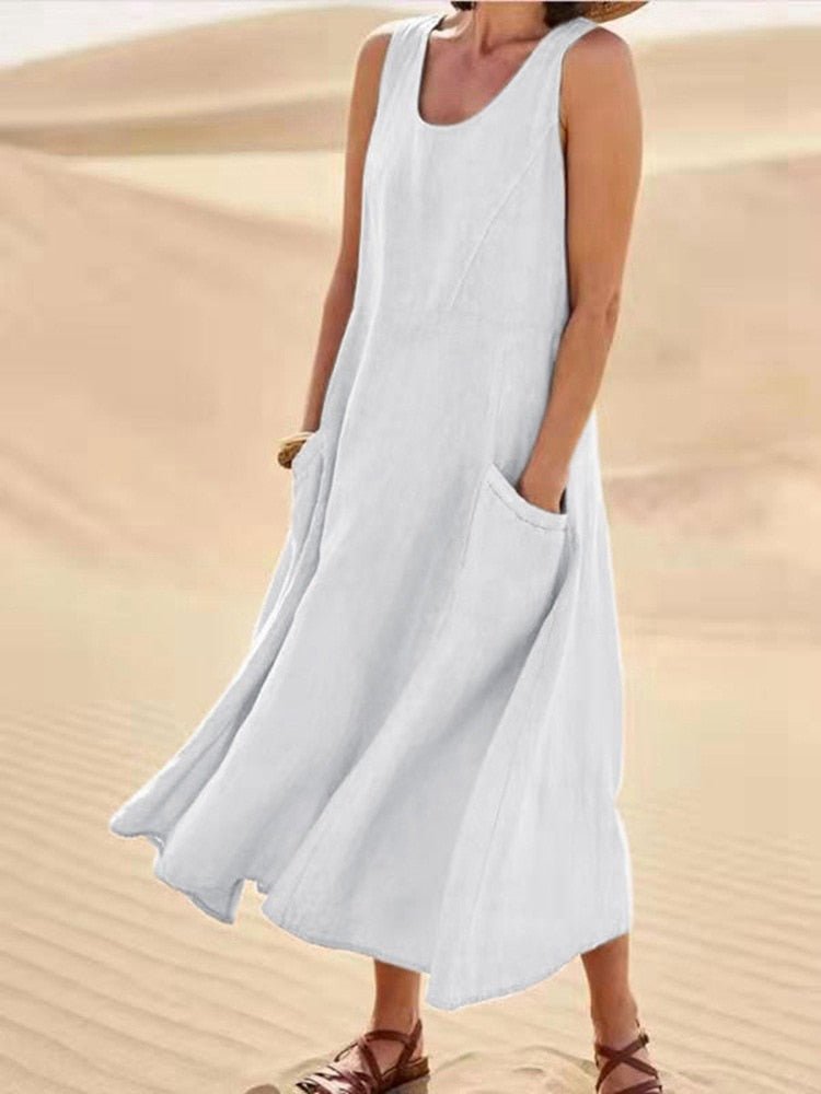 Damen Ärmellos Sommerkleid | Maxi