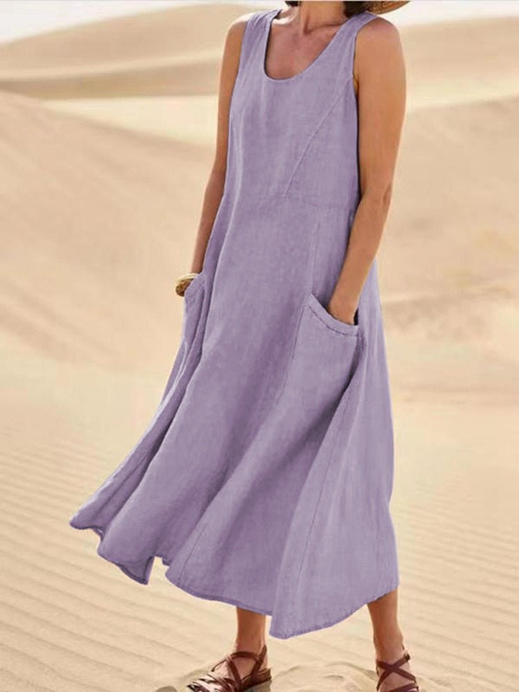 Damen Ärmellos Sommerkleid | Maxi