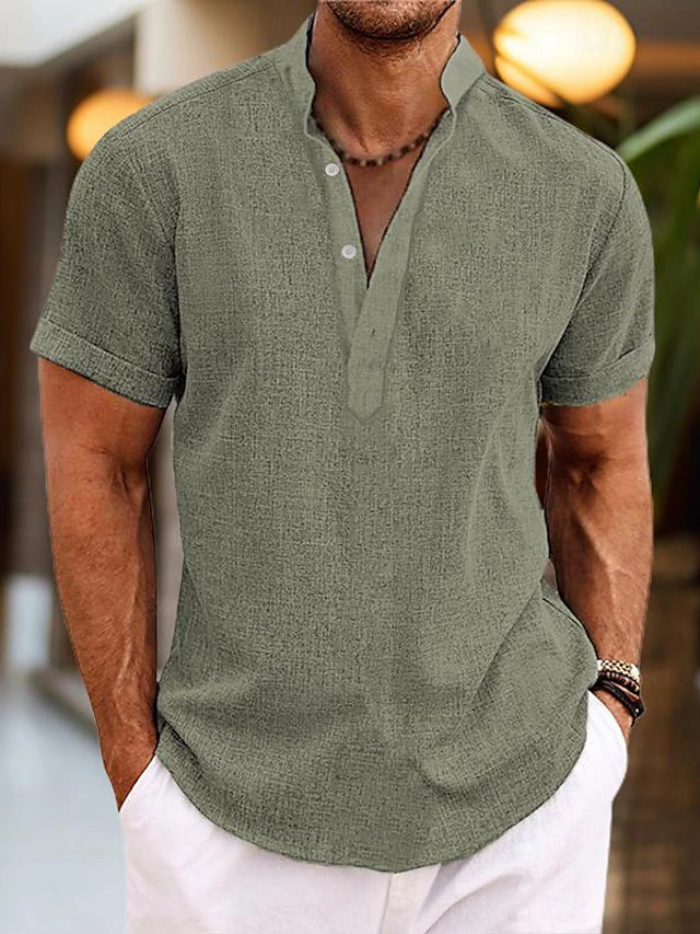 Herren Sommer Lässig Henley Hemd | Kurzarm