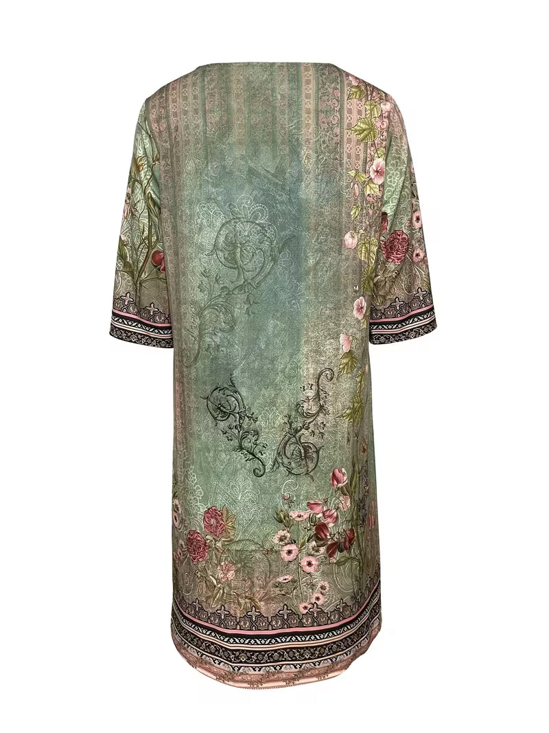 Damen Vintage V-Ausschnitt Kleid | Mini