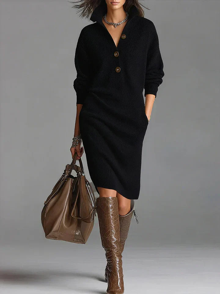 Damen Midi Strickkleid | Lange Ärmel