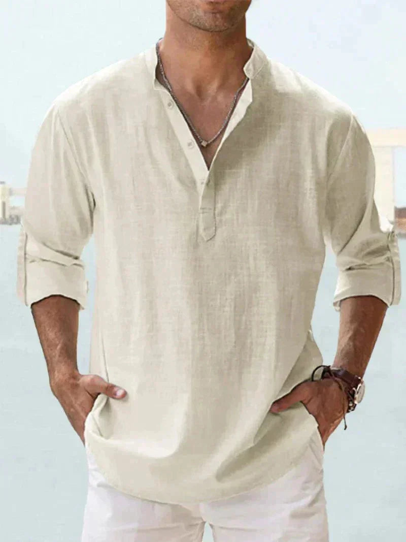 Herren Lässiges Henley Hemd | Langärmlig