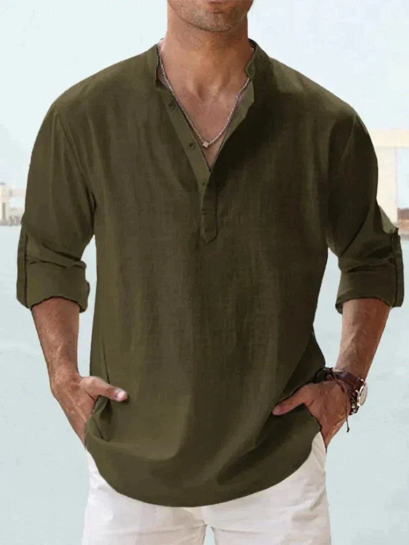 Herren Lässiges Henley Hemd | Langärmlig