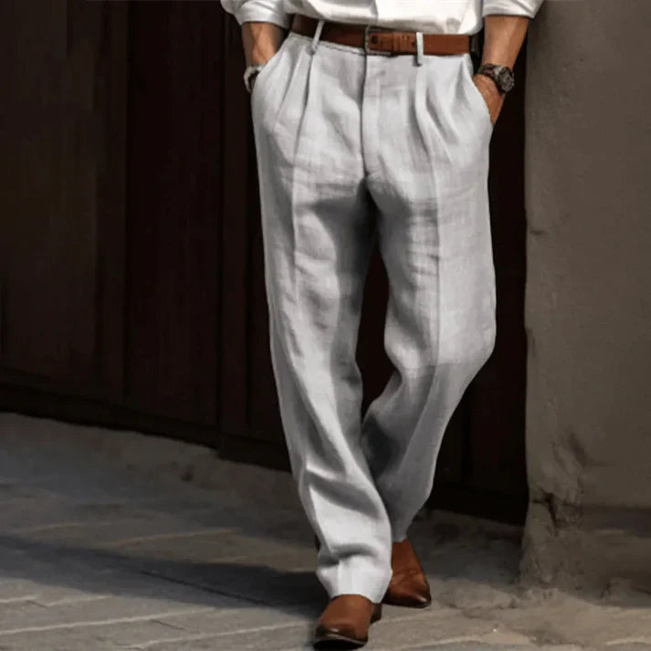 Herren Lässig Leinenhose | Gerades Bein
