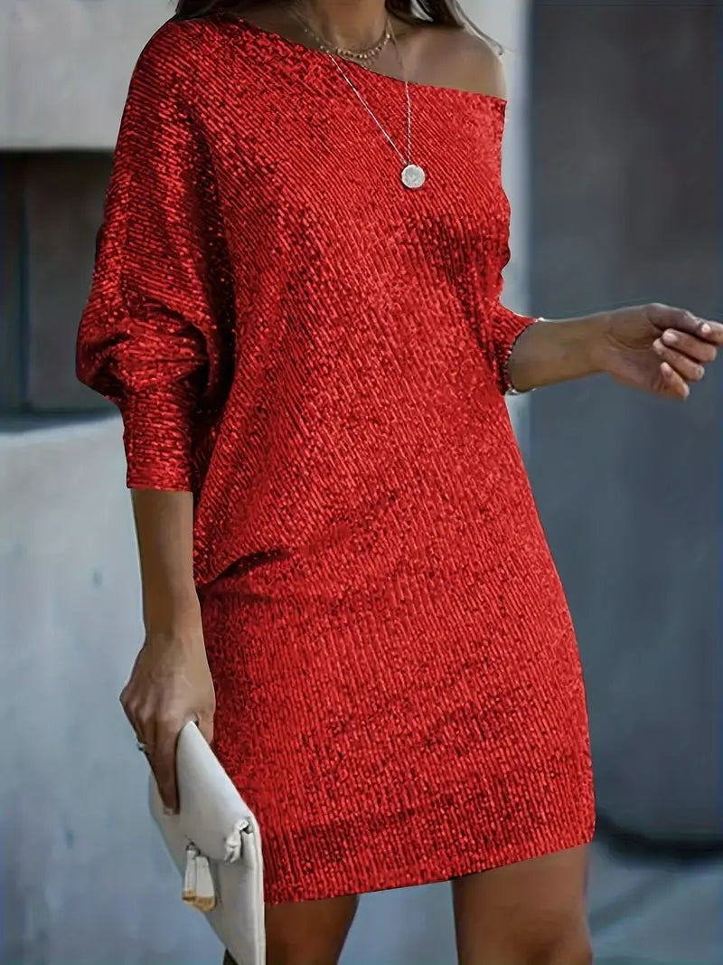 Damen Ein-Schulter Cocktailkleid | Mini