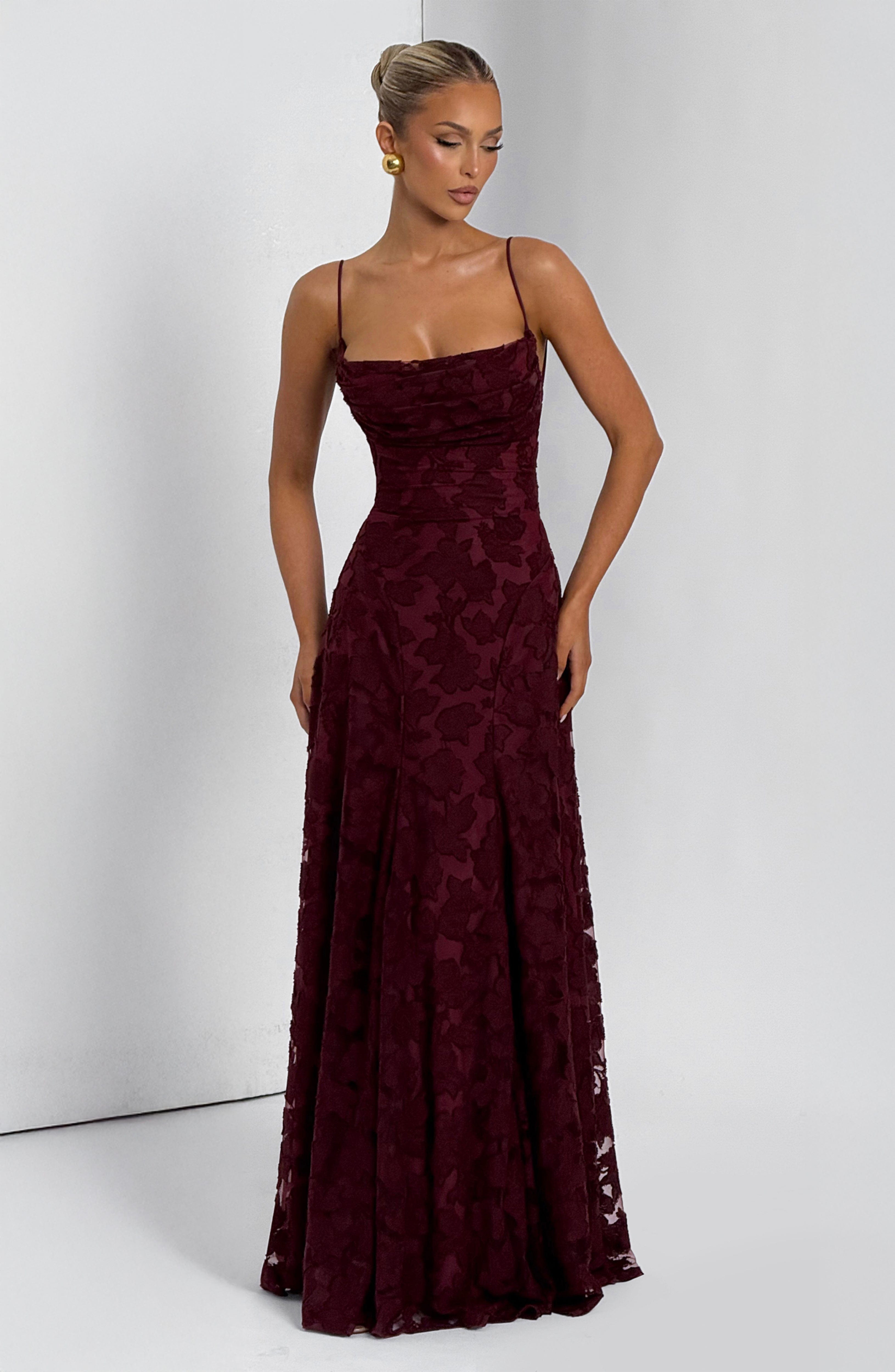 Damen Spaghettiträger Hochzeitsgast Kleid | Maxi