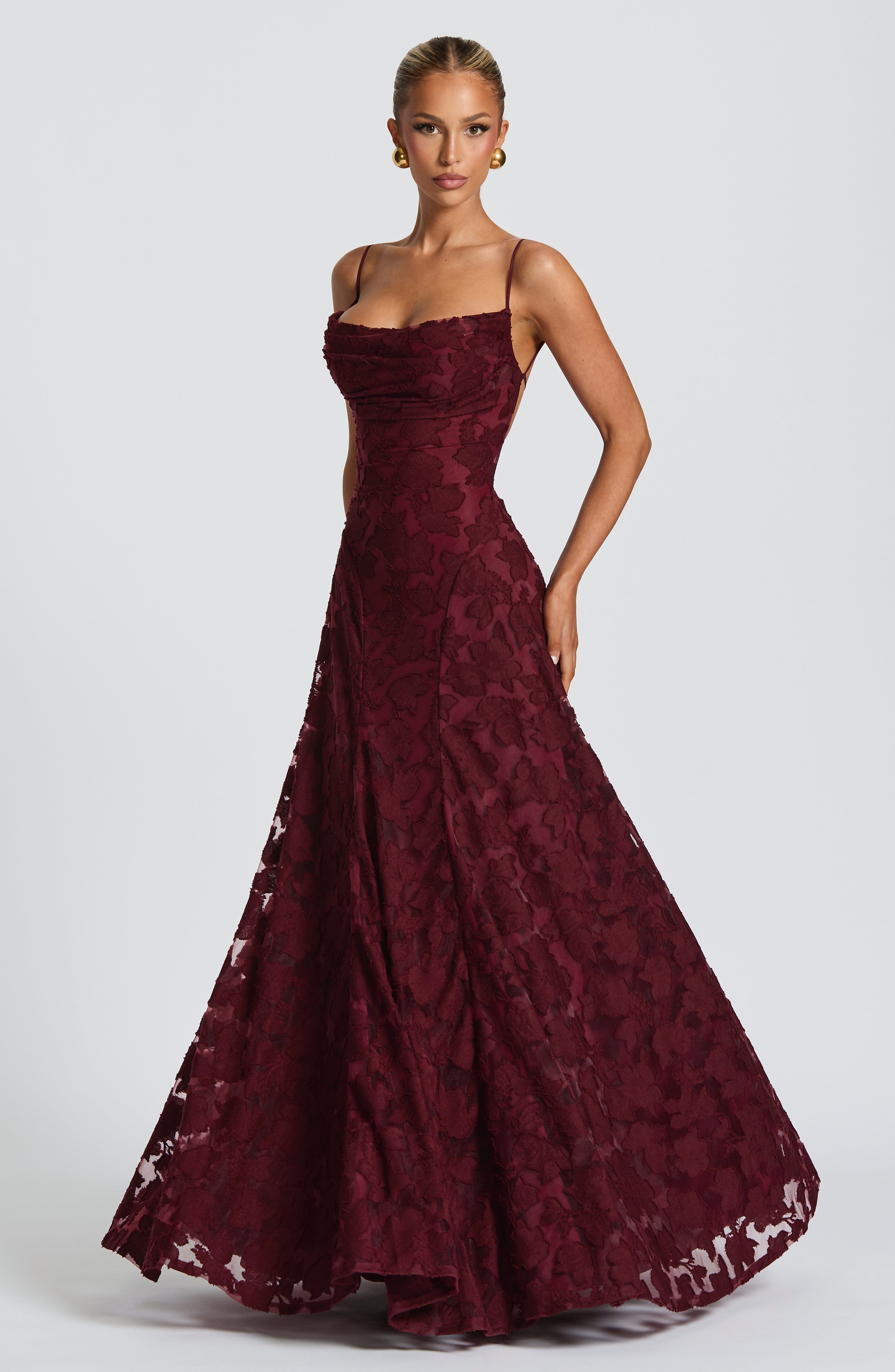 Damen Spaghettiträger Hochzeitsgast Kleid | Maxi