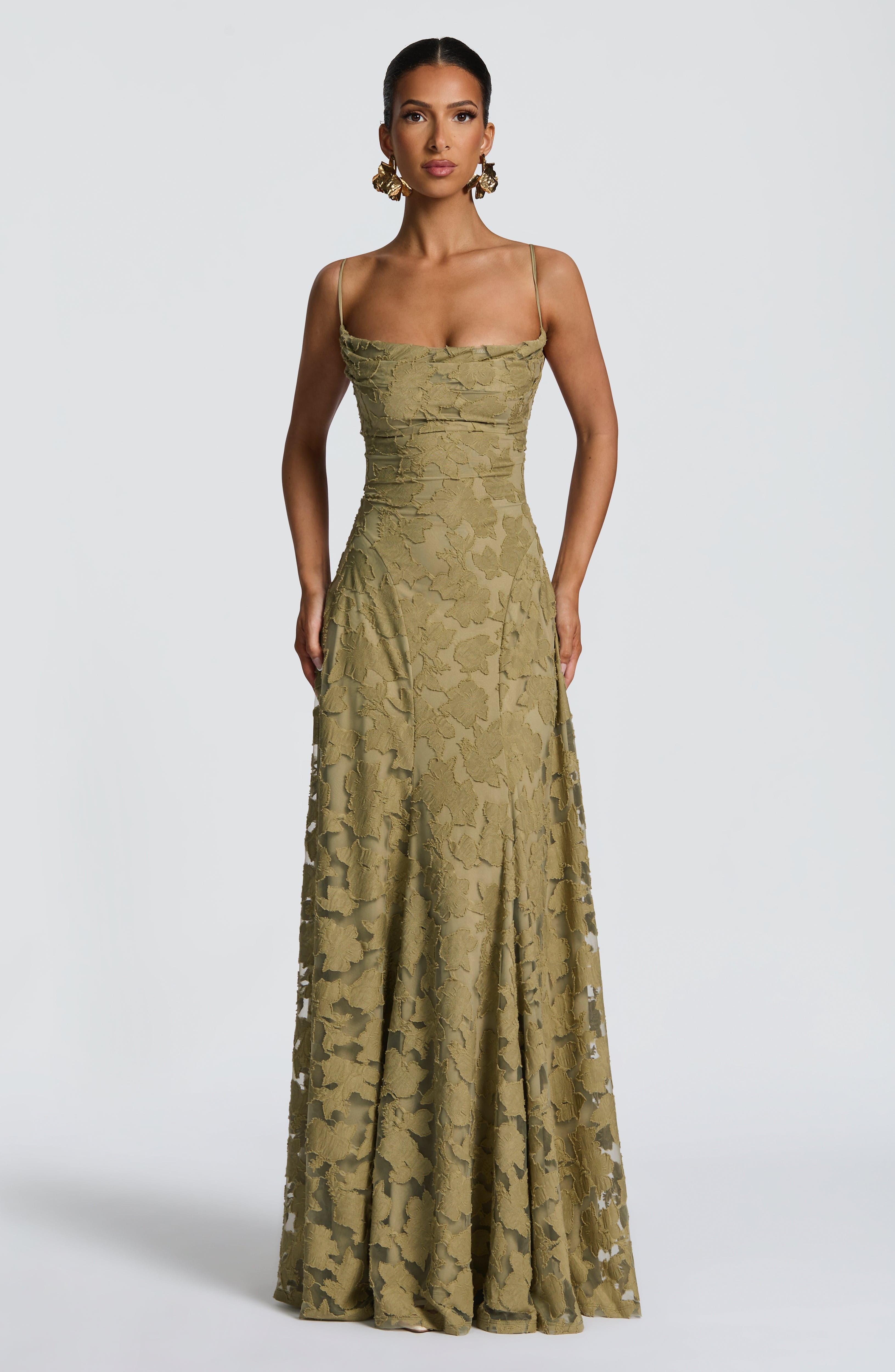 Damen Spaghettiträger Hochzeitsgast Kleid | Maxi