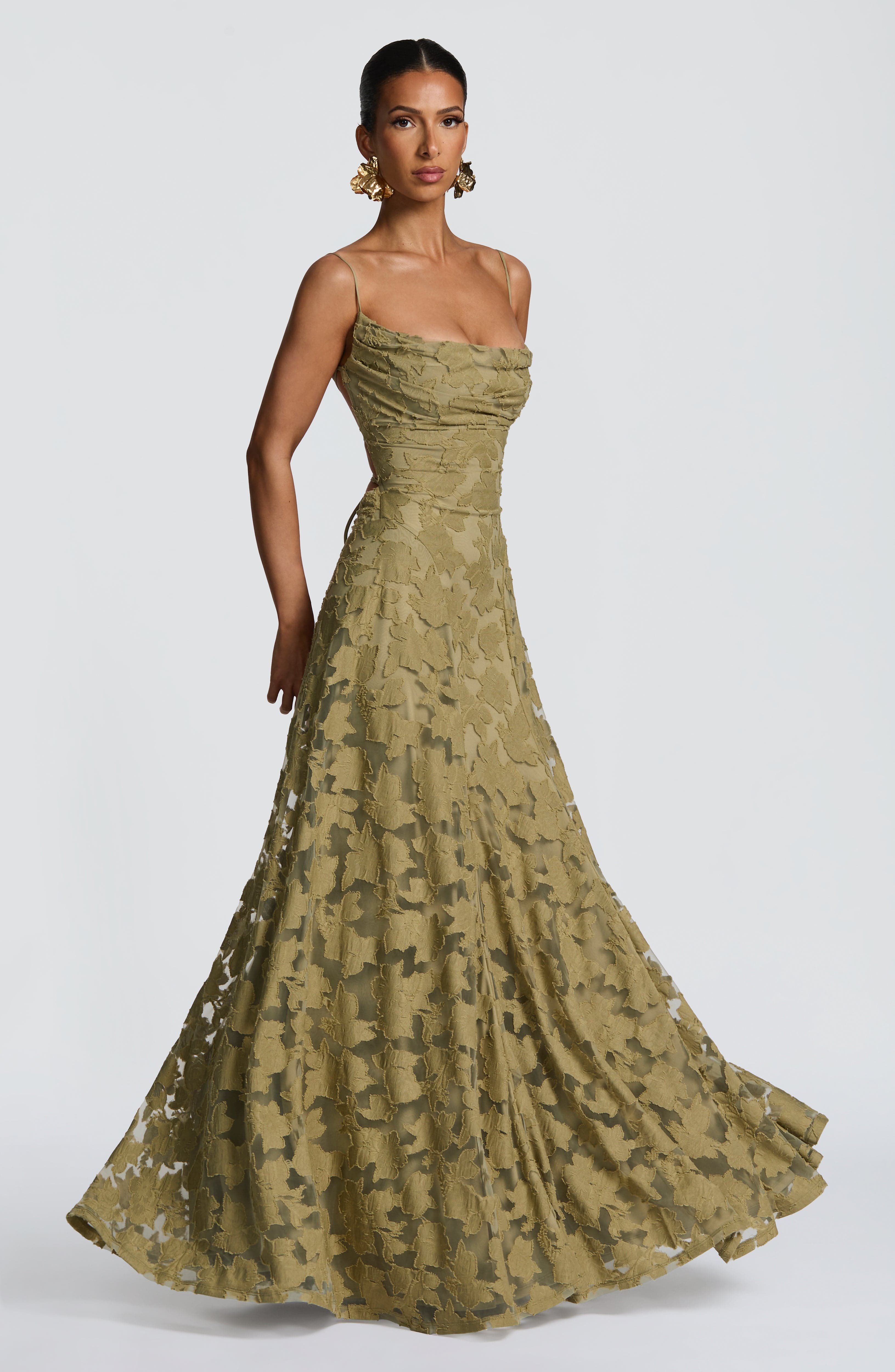 Damen Spaghettiträger Hochzeitsgast Kleid | Maxi