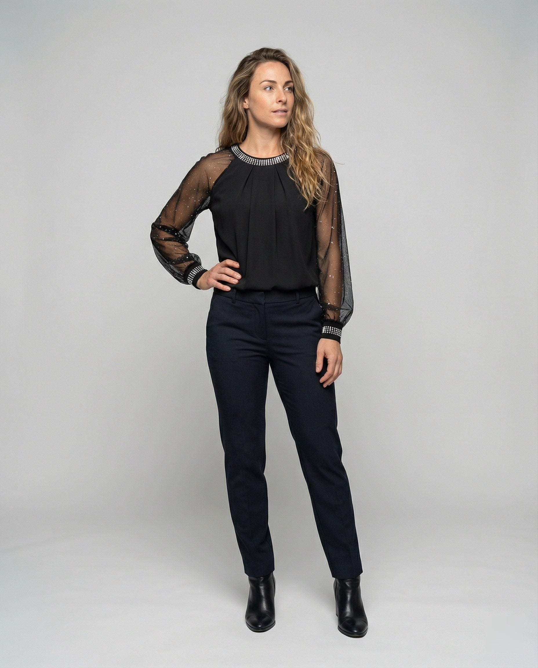 Damen Schwarze Festlich Bluse | Langarm