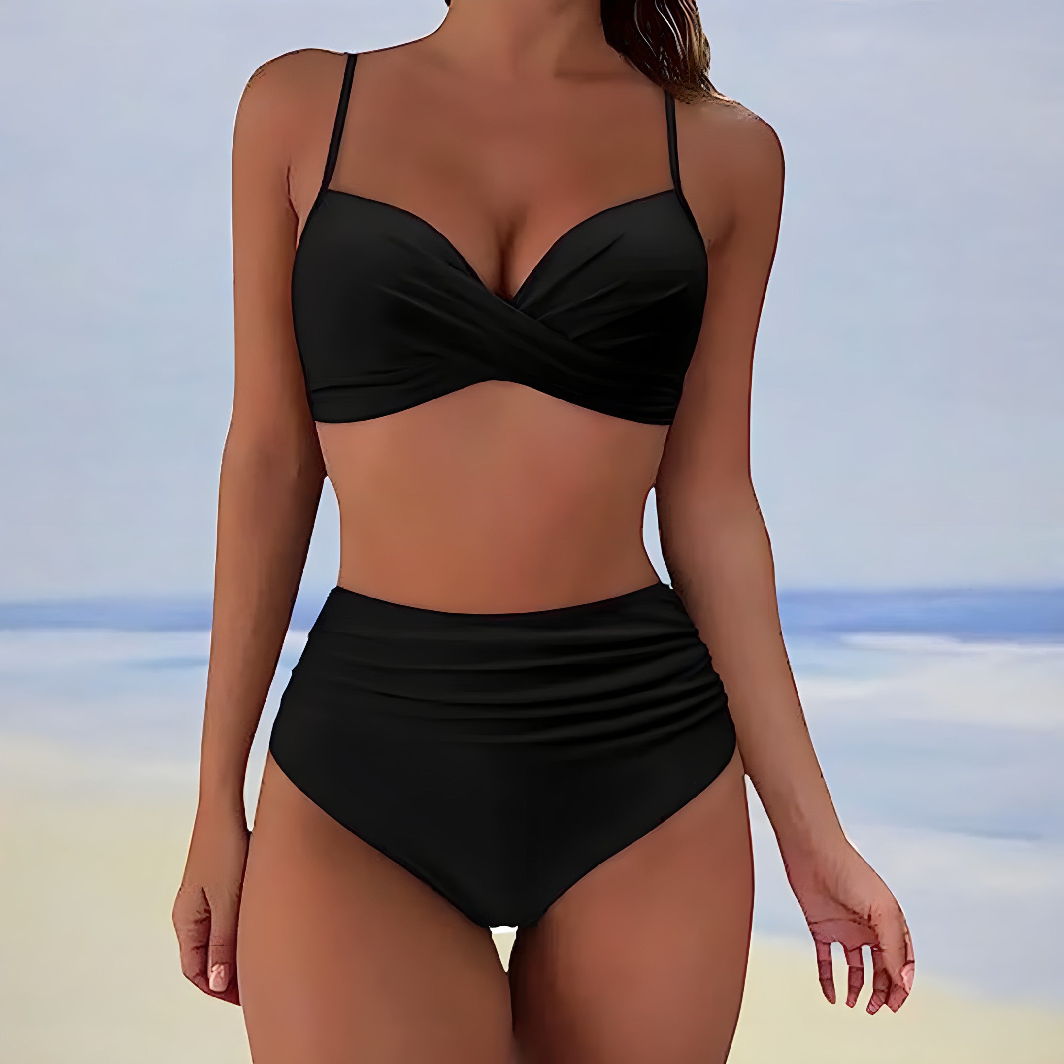Damen Hoch Tailliert Bikini-Set | Push-Up