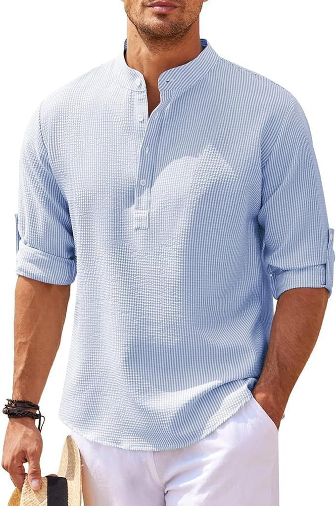 Herren Lange Ärmel Henley Hemd | Lässig