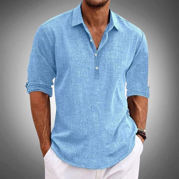 Herren Lässig Halber Knopfleiste Poloshirt | Langarm