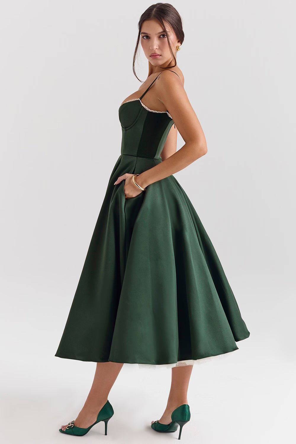 Damen Herzförmigem Ausschnitt Abendkleid | Midi