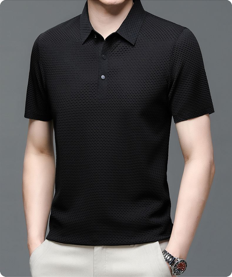 Herren Kurzarm Struktur Polo-Shirt | Business Lässig