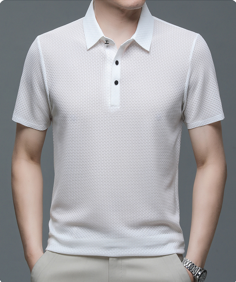 Herren Kurzarm Struktur Polo-Shirt | Business Lässig