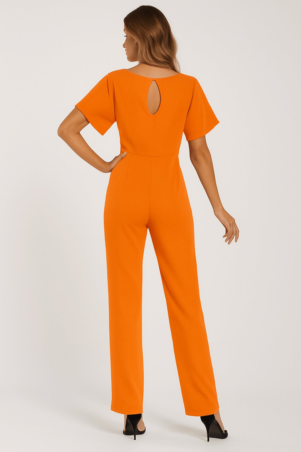 Damen Rundhalsausschnitt Weites Bein Jumpsuit | mit Bindegürtel