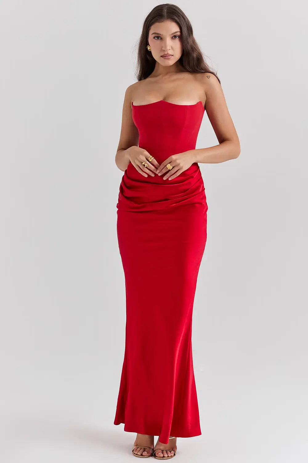 Damen Trägerloses Korsett-Abendkleid | Maxi