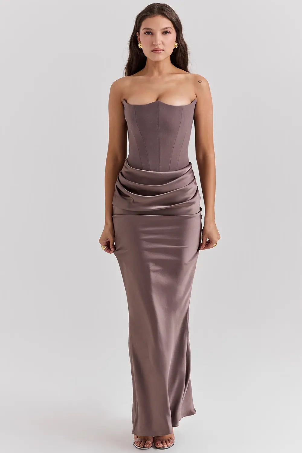 Damen Trägerloses Korsett-Abendkleid | Maxi