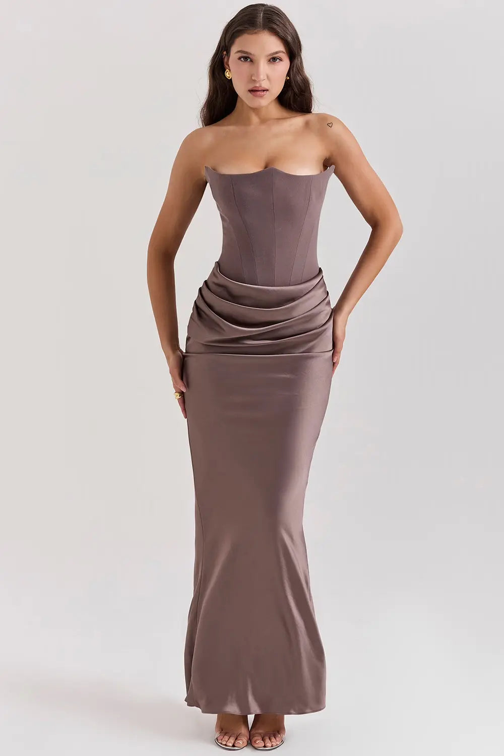 Damen Trägerloses Korsett-Abendkleid | Maxi