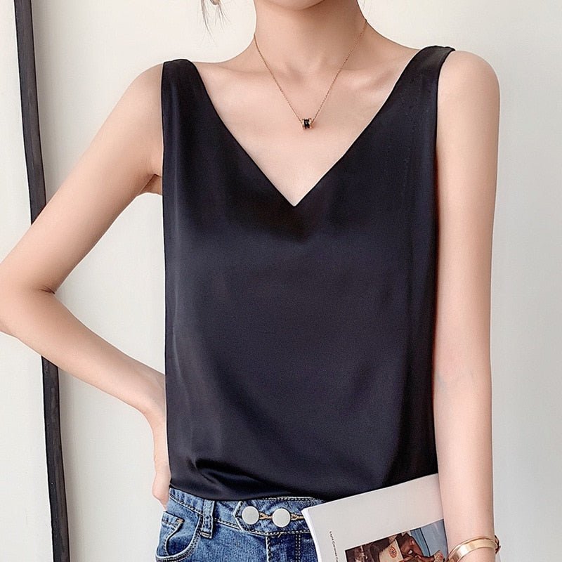 Damen Ärmellos Tank top | V-Ausschnitt
