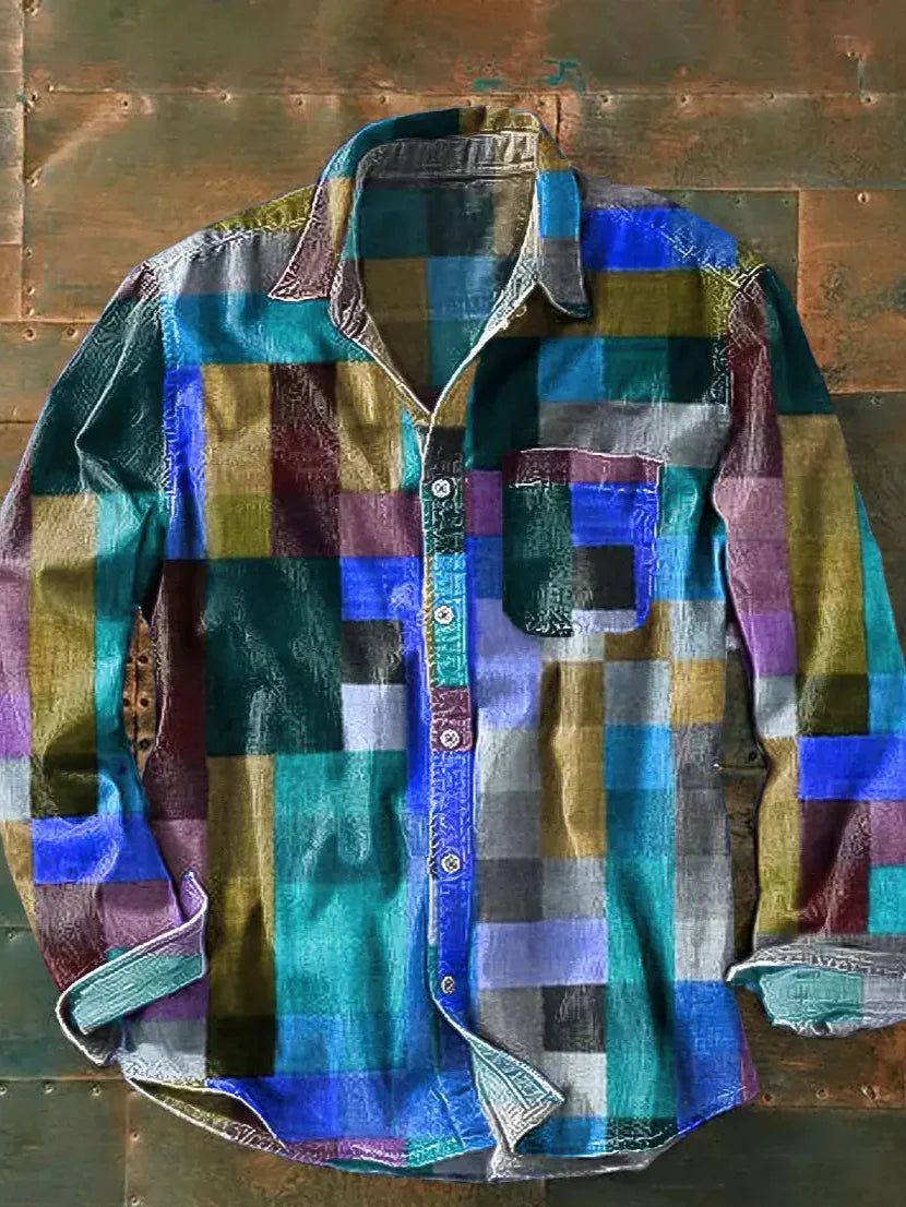 Herren Vintage Karomuster Hemd | Langarm