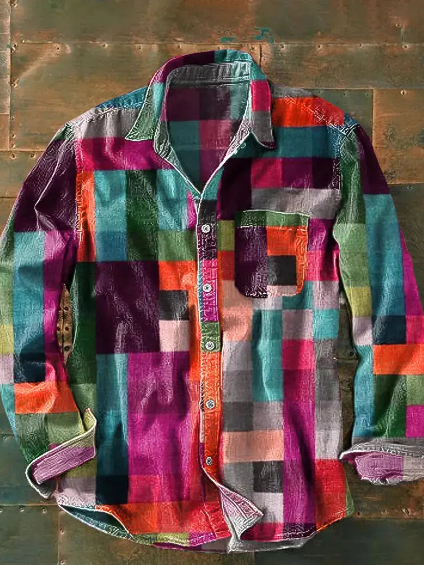 Herren Vintage Karomuster Hemd | Langarm