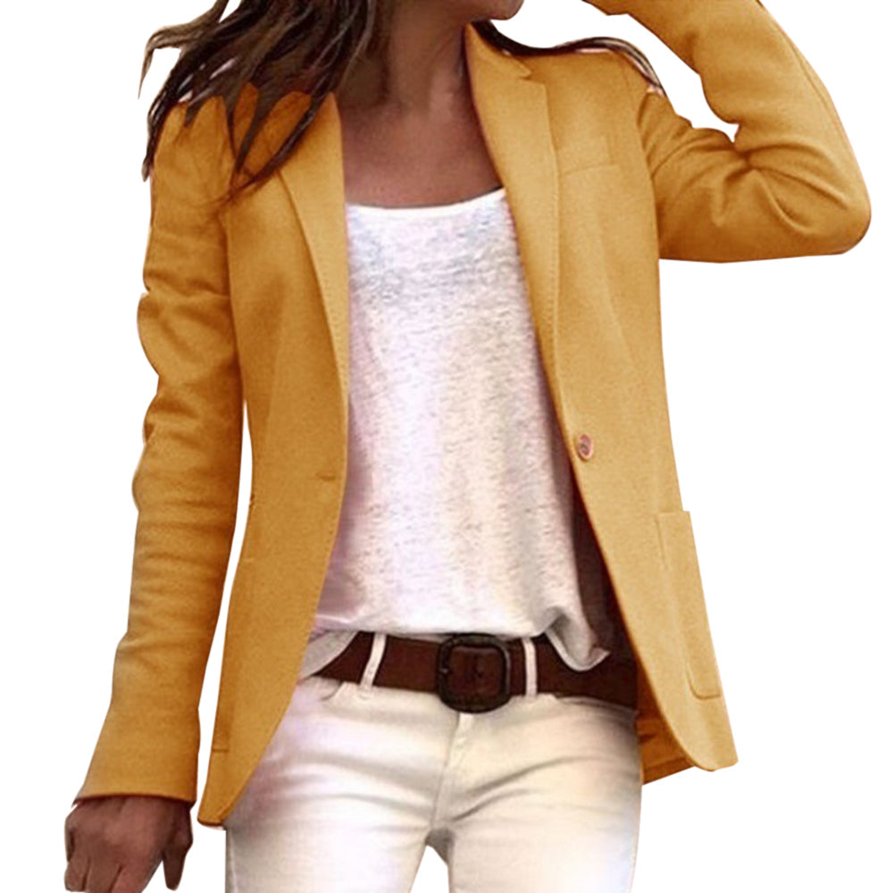 Damen Lässig Schmale Passform Blazer Jacke | Langärmlig