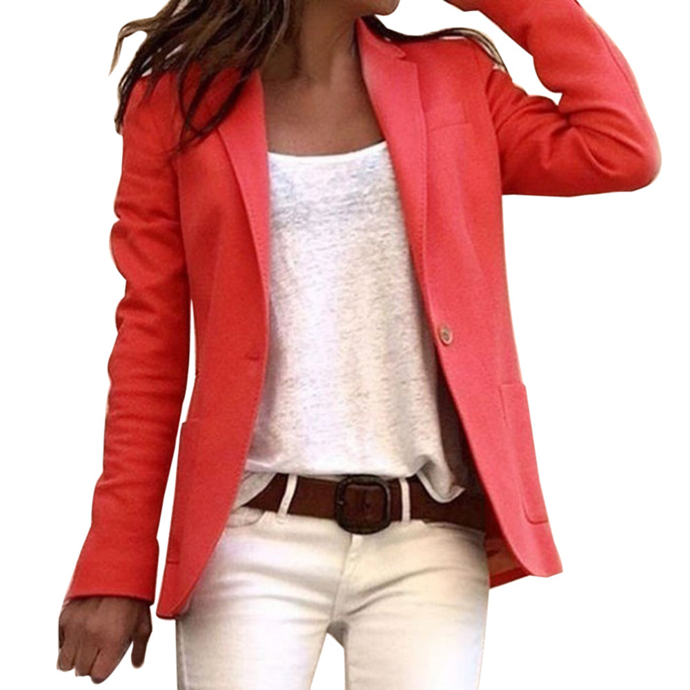 Damen Lässig Schmale Passform Blazer Jacke | Langärmlig