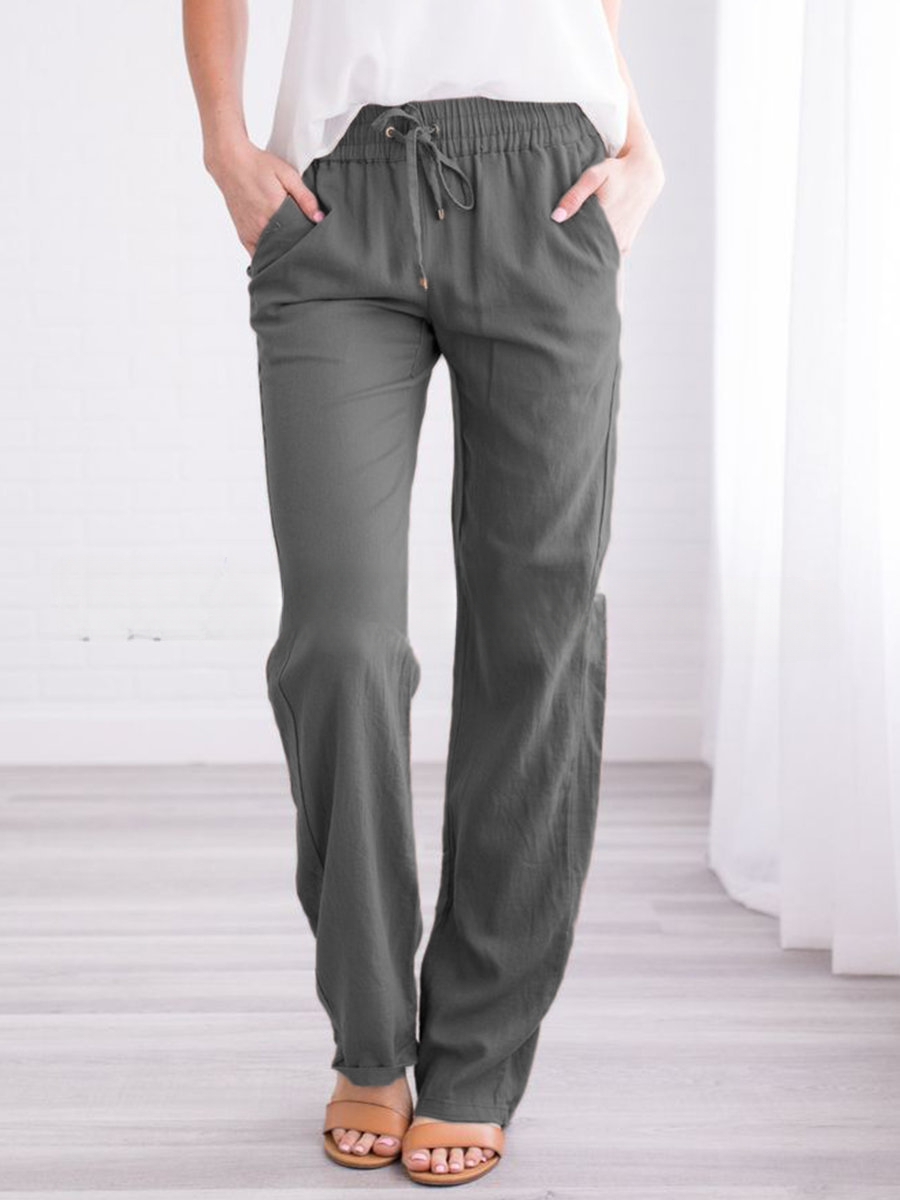 Damen Lässige Sommer Leinenhose | Mit Kordelzug