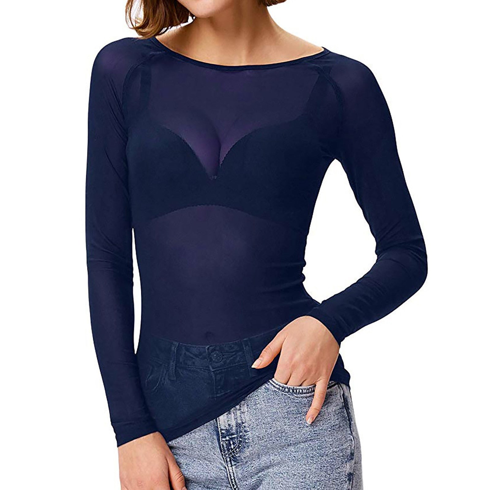 Damen Langen Ärmeln Party Top | Transparent