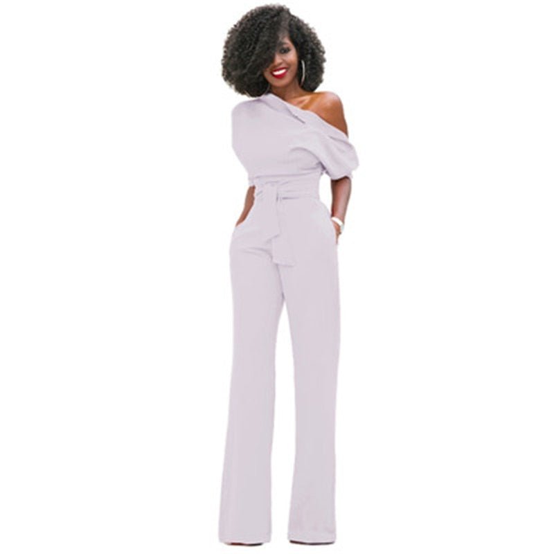Damen Ein-Schulter Weitem Bein Jumpsuit | mit Taillengürtel