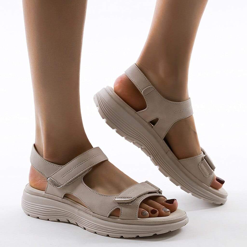Damen Lässig Plateau Sandalen | mit Klettverschluss