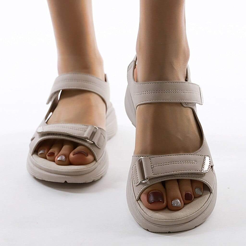 Damen Lässig Plateau Sandalen | mit Klettverschluss