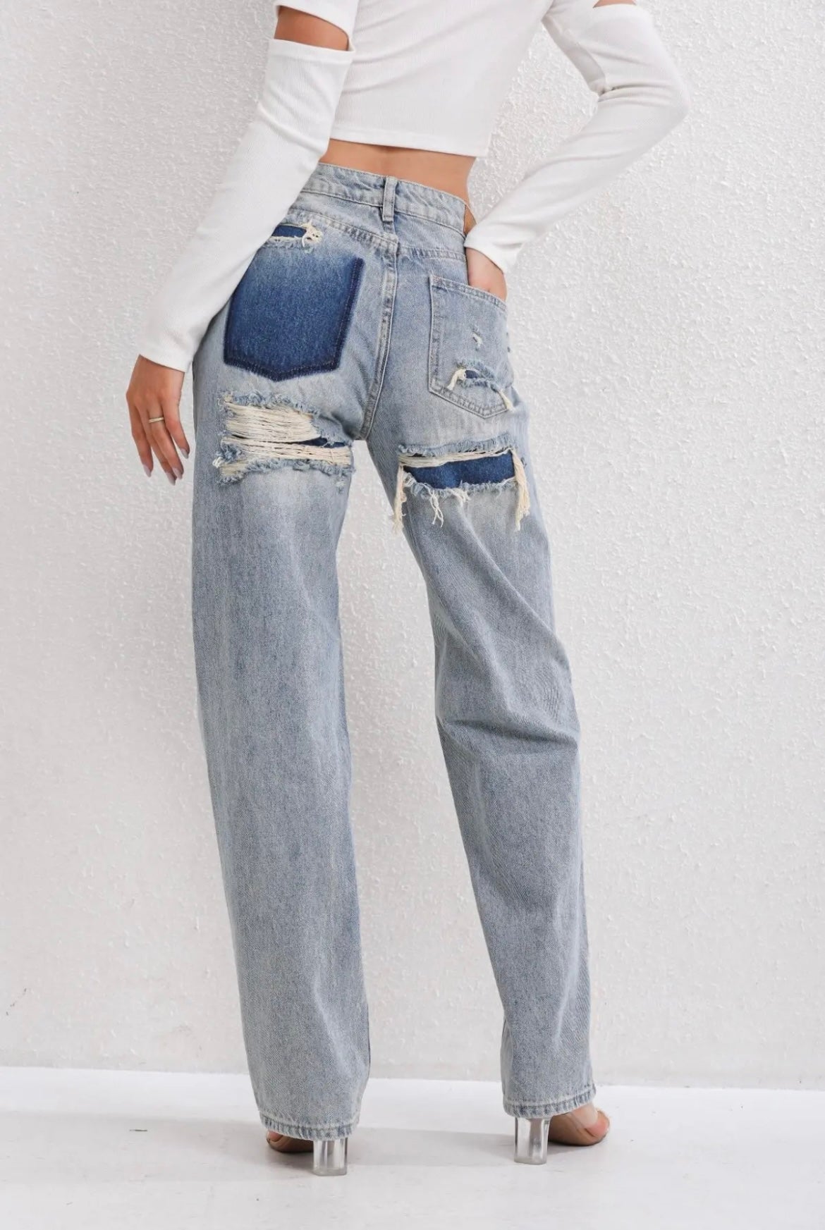 Damen Hoch Tailliert Weit Bein Baggy Jeans | Lässig