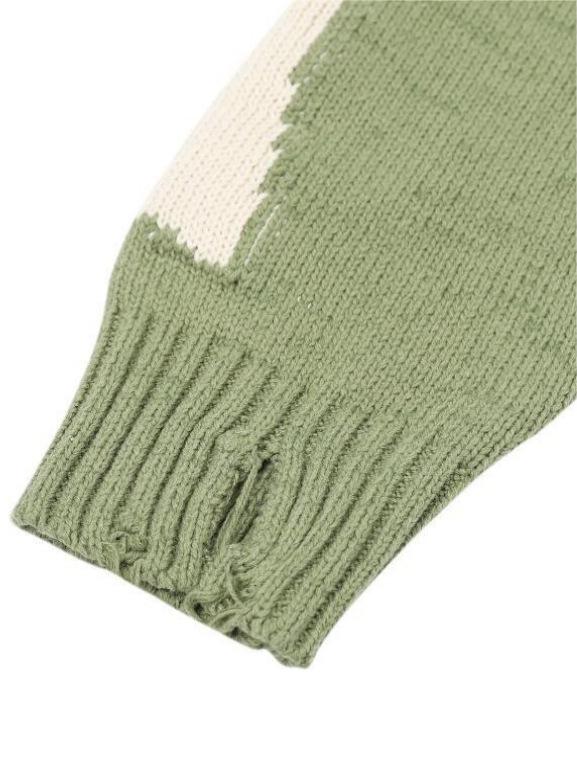 Grüner Oversized Skelett Strick Pullover