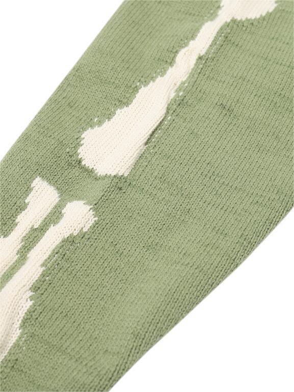 Grüner Oversized Skelett Strick Pullover