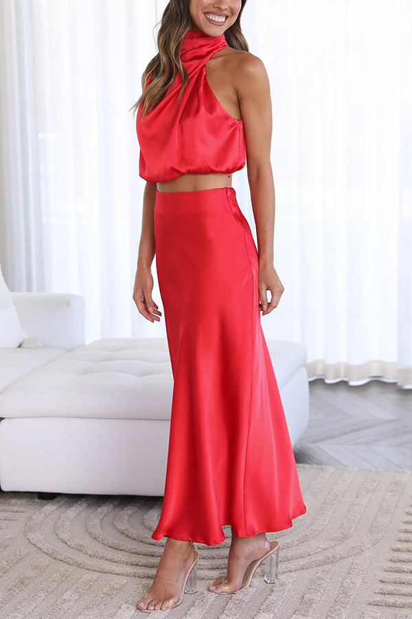 Damen Neckholder Hochzeitsgast Kleid | Maxi