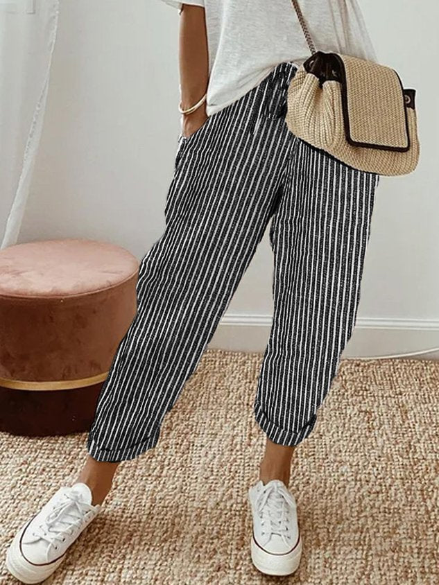 Damen Sommer Leinenhose | mit Kordelzug