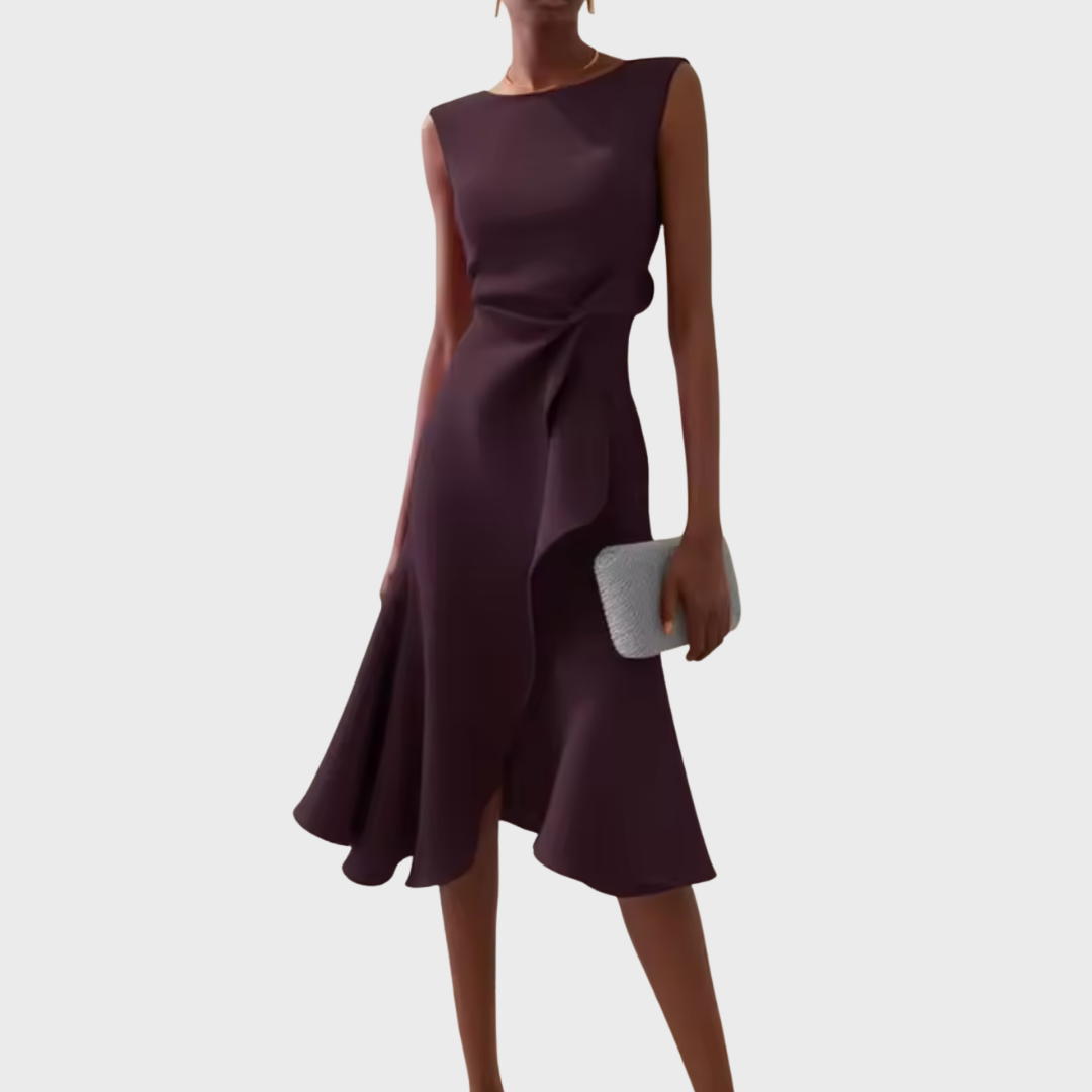Damen Asymmetrisch Drapiertes Abendkleid | Midi