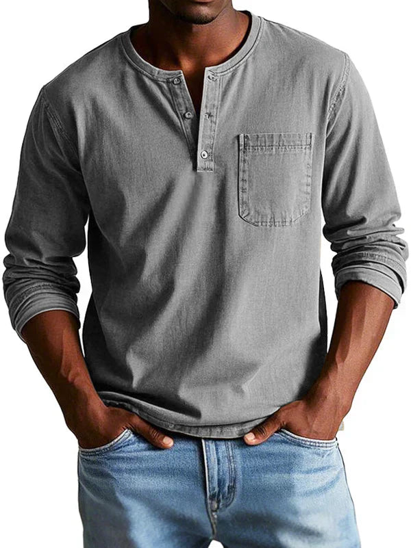 Herren Lange Ärmel Henley T-Shirt | Lässig