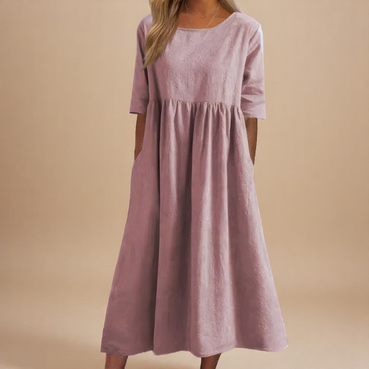 Damen Rundhalsausschnitt Sommerkleid | Midi