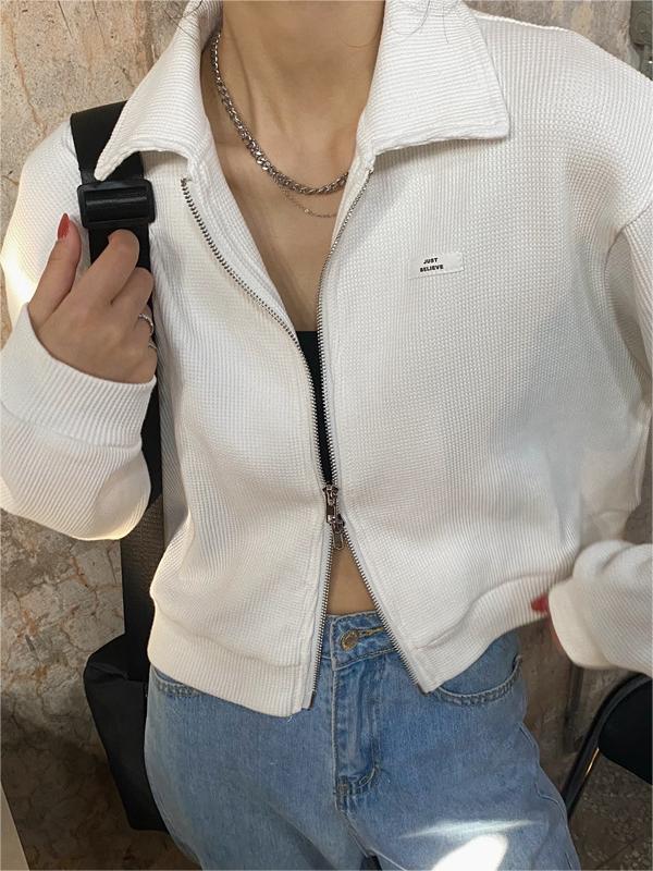 Crop Jacke mit Reißverschluss in Weiß oder Grau