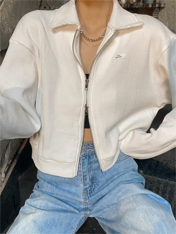 Crop Jacke mit Reißverschluss in Weiß oder Grau