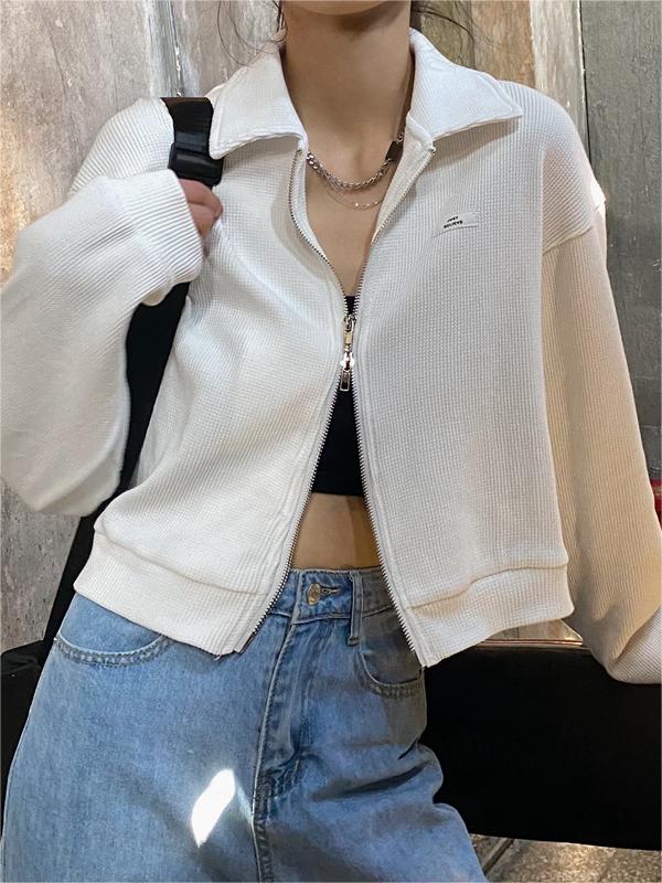 Crop Jacke mit Reißverschluss in Weiß oder Grau