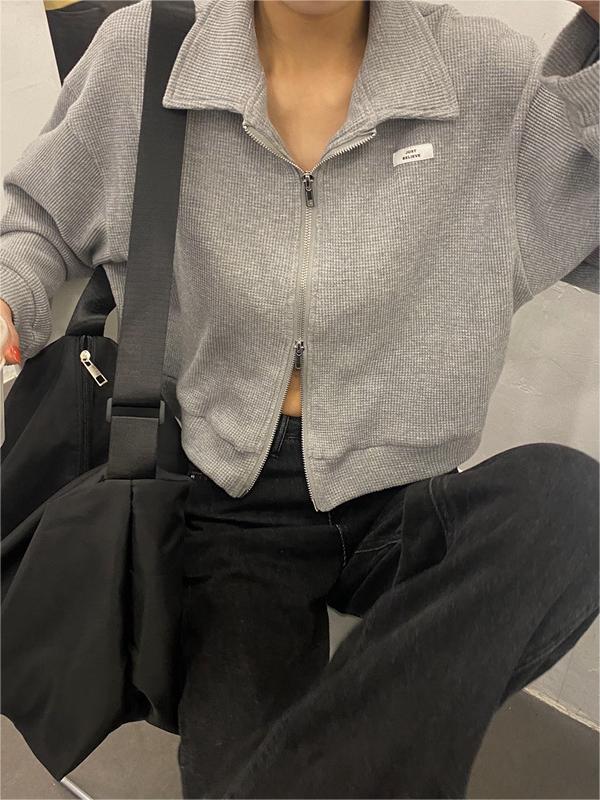 Crop Jacke mit Reißverschluss in Weiß oder Grau