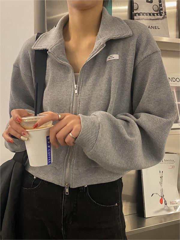 Crop Jacke mit Reißverschluss in Weiß oder Grau