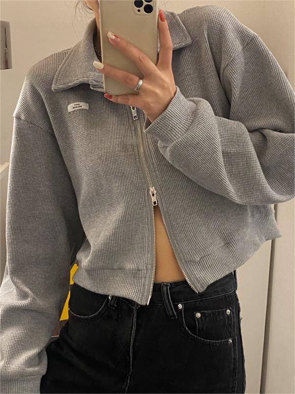 Crop Jacke mit Reißverschluss in Weiß oder Grau