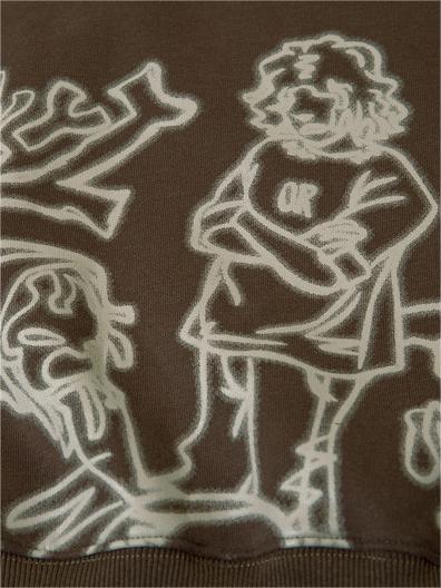 Oversized Hoodie mit Kapuze und Graffiti Druck