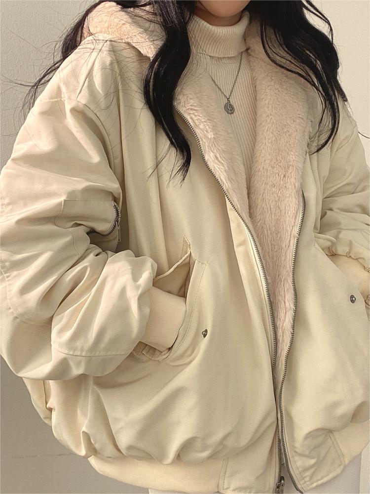 Wendbare Oversize Fleece Jacke mit Kapuze